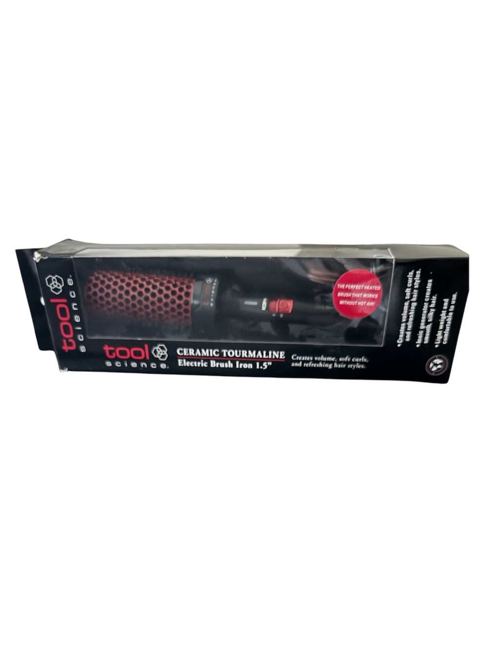 Ceramic Tourmaline Electric Brush Iron 1.5" - Black/Red brand Tool Science